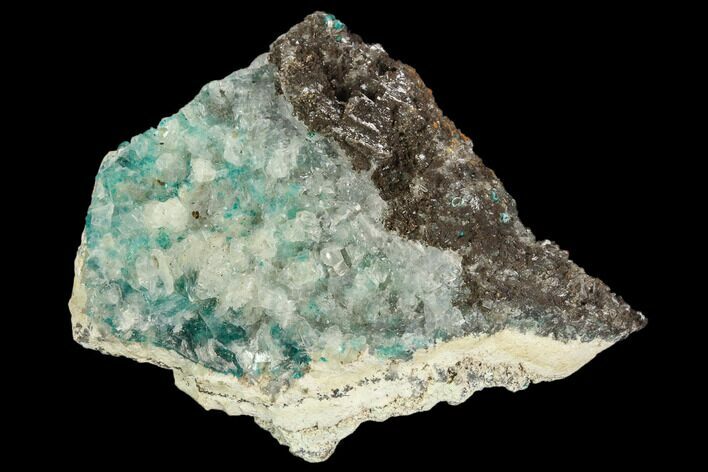Calcite Encrusted Fibrous Aurichalcite Crystals - Mexico #127234